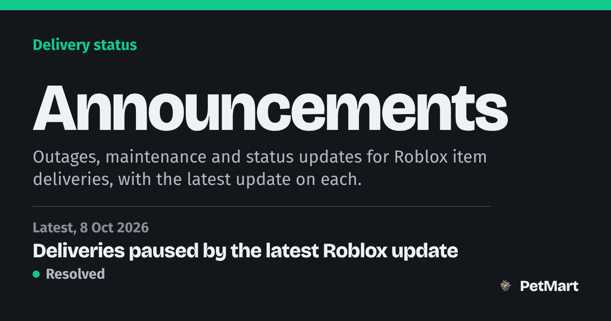 Announcements — Delivery Status Updates | PetMart